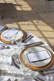 Gold Charger plates and bespoke table runner- Styling by Elizabeth Weddings