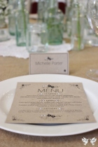 Recycled handmade menu cards- Elizabeth Weddings