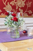 Jam jars flowers at No4- Elizabeth Weddings