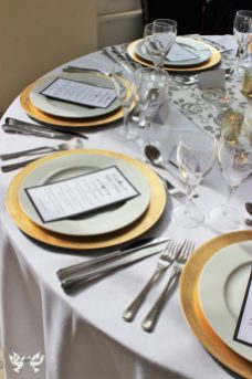 Gold Charger plates- Styling by Elizabeth Weddings
