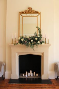 Fireplace and mantelpiece candles, styling by Elizabeth Weddings