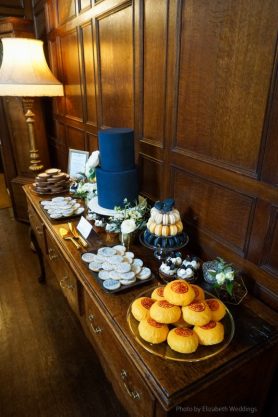 Navy Blue and Gold Cake and Dessert Table, Styling and Design by Elizabeth Weddings